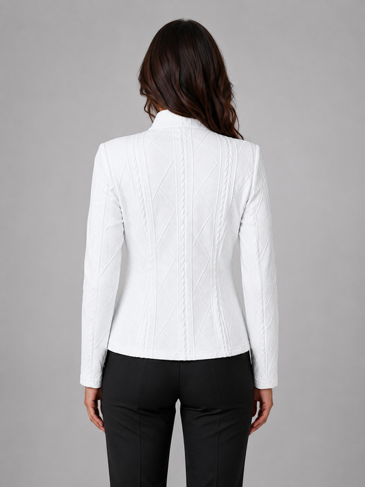 Women's Textured Collarless Tailored Blazer — Structured Fit 2