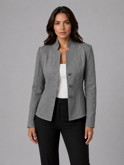 Women's Textured Collarless Tailored Blazer — Structured Fit 6