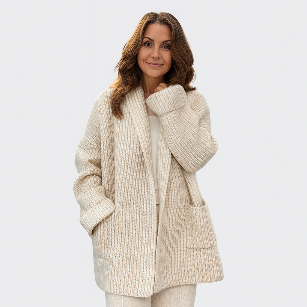 Relaxed Cashmere Cardigan — Open Front with Pockets 3