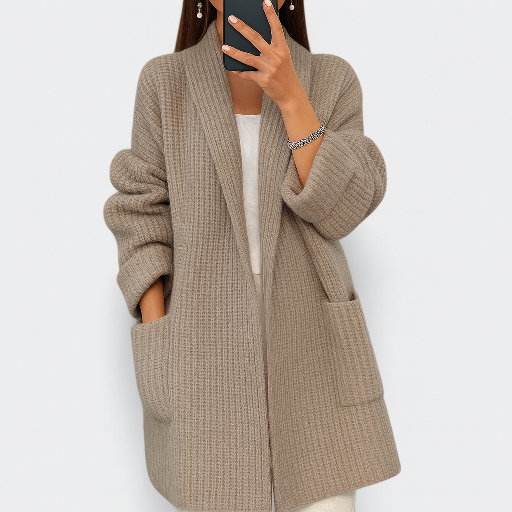 Relaxed Cashmere Cardigan — Open Front with Pockets 1