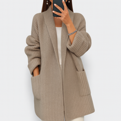 Relaxed Cashmere Cardigan — Open Front with Pockets 1