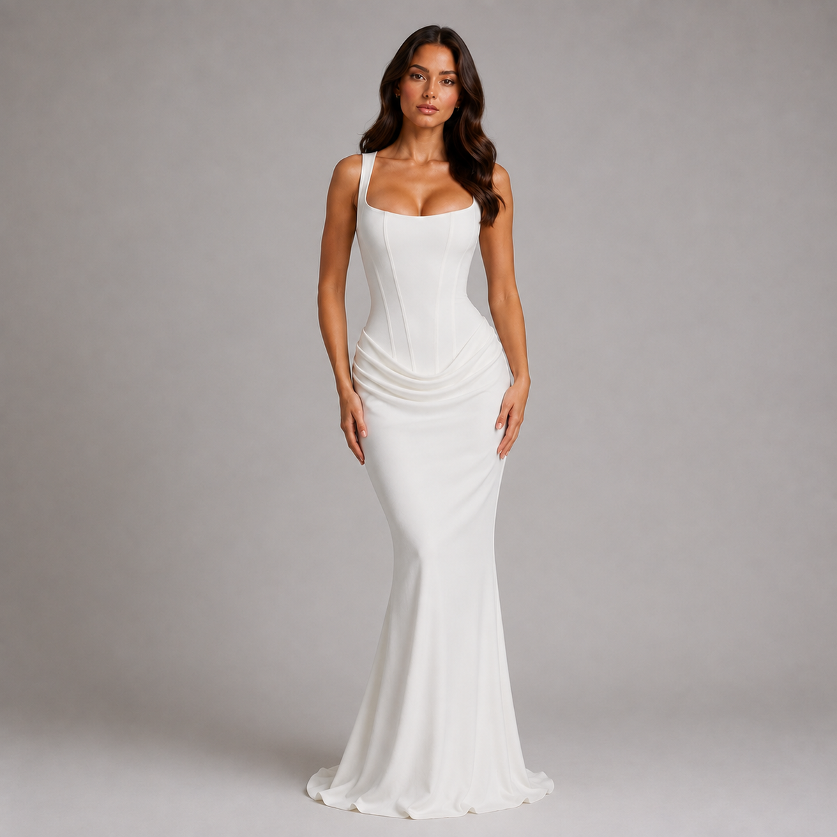Women's Bodycon Corset Maxi Dress — Draped Wedding Guest Style 4