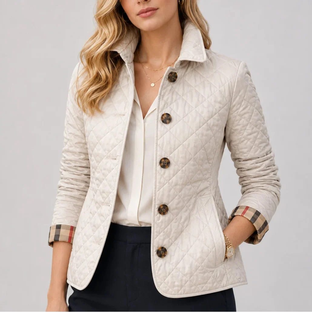 Women's Quilted Jacket — Lightweight Stand Collar Coat 2