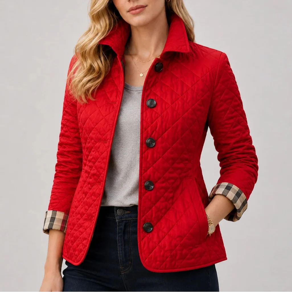 Women's Quilted Jacket — Lightweight Stand Collar Coat 6