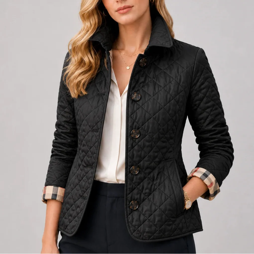 Women's Quilted Jacket — Lightweight Stand Collar Coat 7