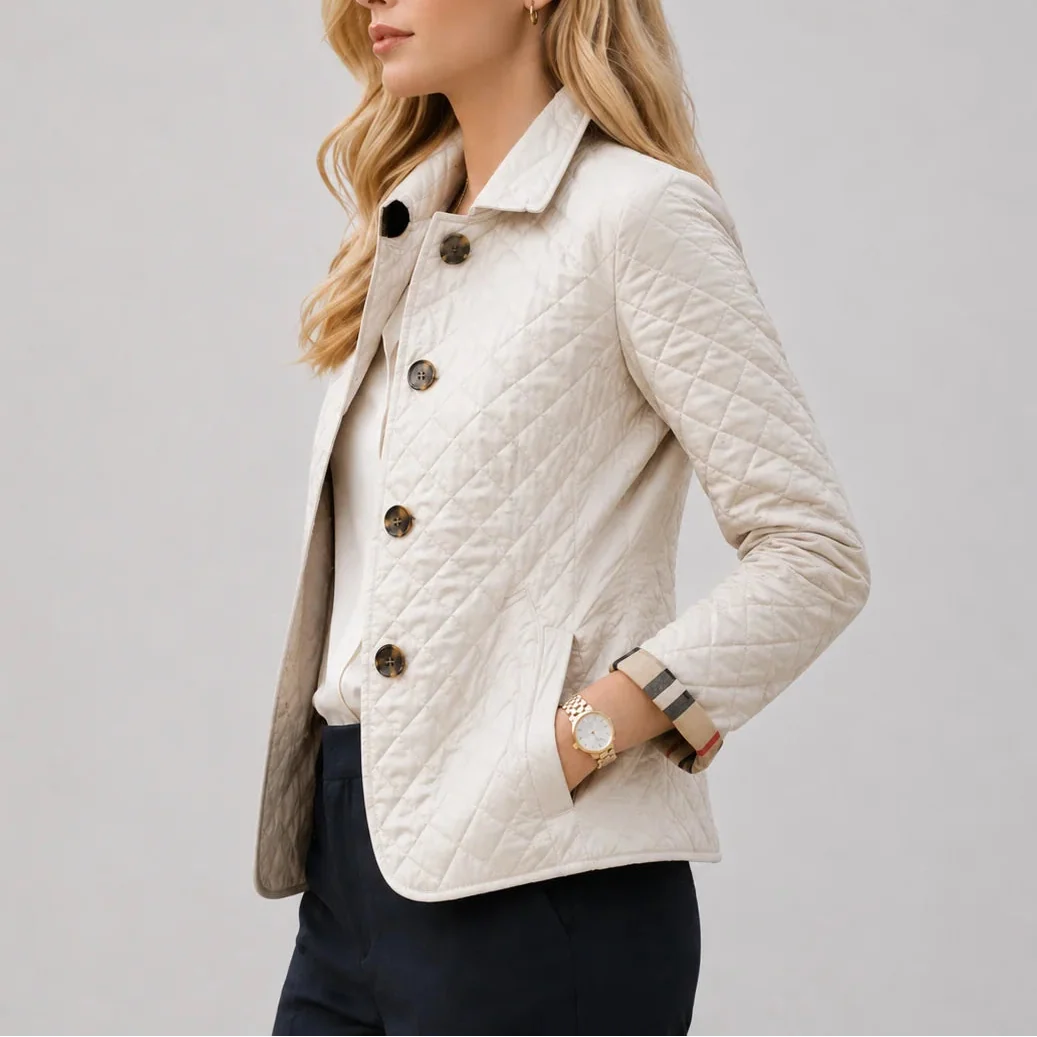 Women's Quilted Jacket — Lightweight Stand Collar Coat 4