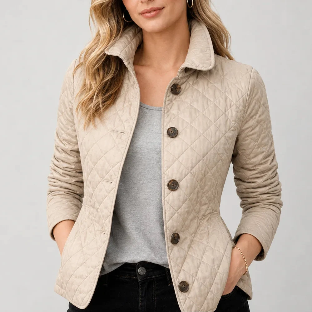 Women's Quilted Jacket — Lightweight Stand Collar Coat 1