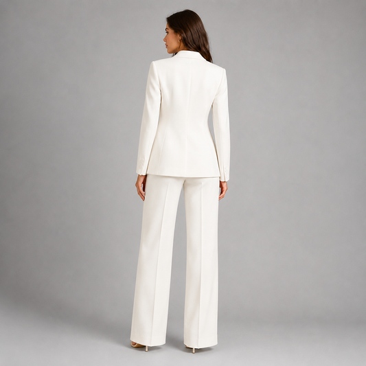 Women's Tailored Blazer & Wide-Leg Trouser Suit Set 2