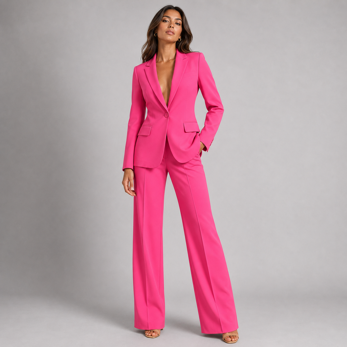 Women's Tailored Blazer & Wide-Leg Trouser Suit Set 6
