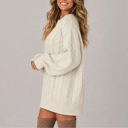 Oversized Cable Knit Jumper Dress — Long Sleeve Women's 2