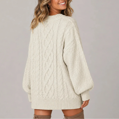 Oversized Cable Knit Jumper Dress — Long Sleeve Women's 3