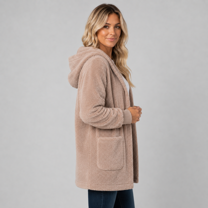 Women's Longline Fleece Cardigan with Hood — Reversible Fit 3