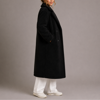 Women's Long Teddy Coat — Double-Breasted Faux Fur Winter 5