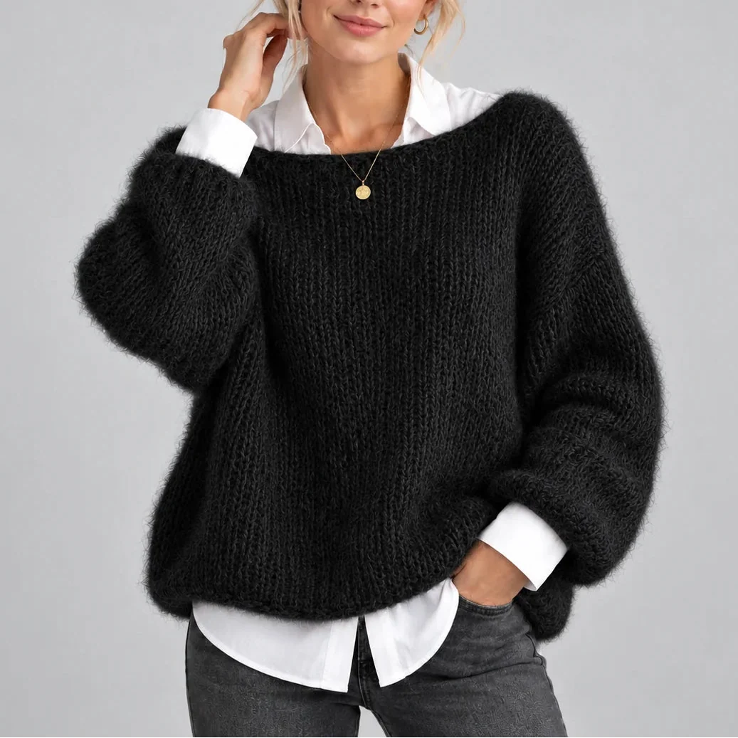 Oversized Chunky Knit Jumper — Balloon Sleeves for Women 3