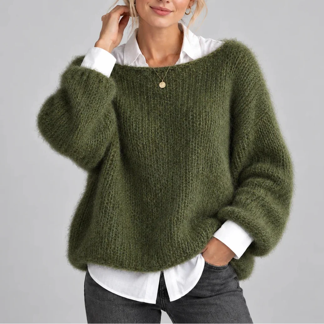 Oversized Chunky Knit Jumper — Balloon Sleeves for Women 5