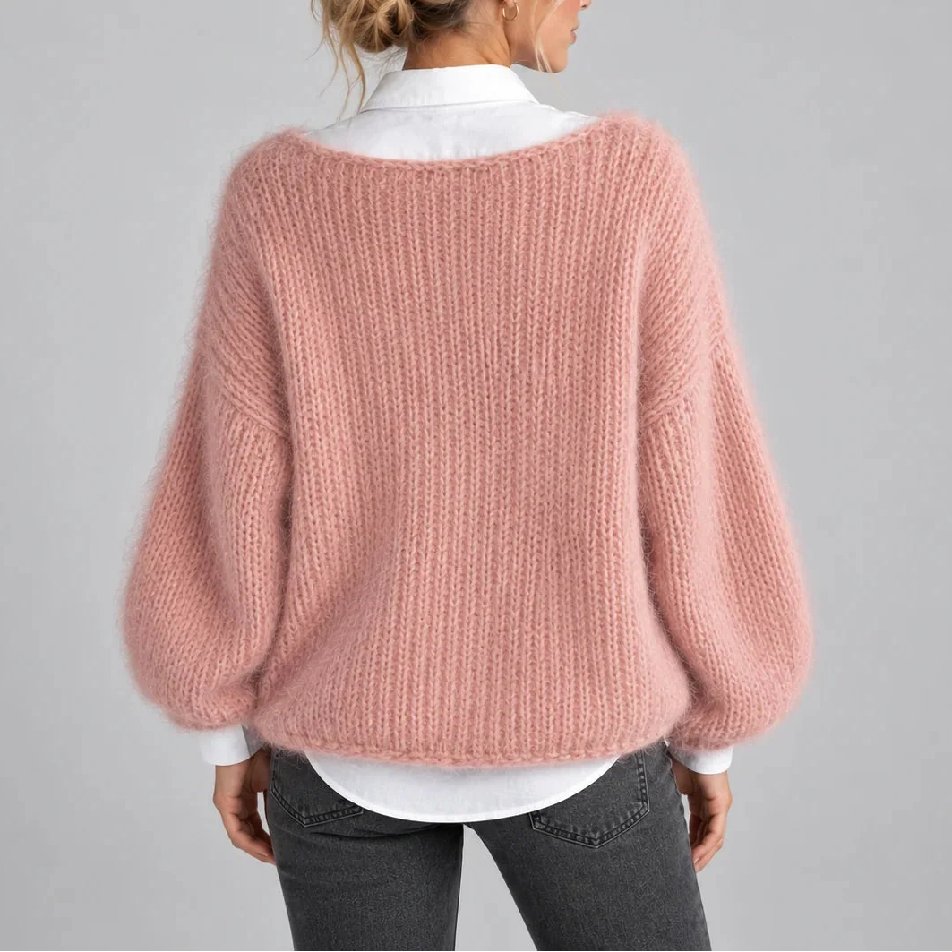 Oversized Chunky Knit Jumper — Balloon Sleeves for Women 7