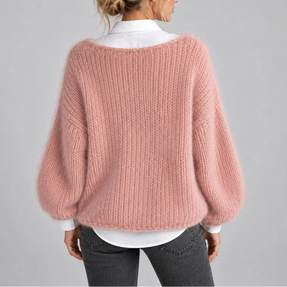 Oversized Chunky Knit Jumper — Balloon Sleeves for Women 7