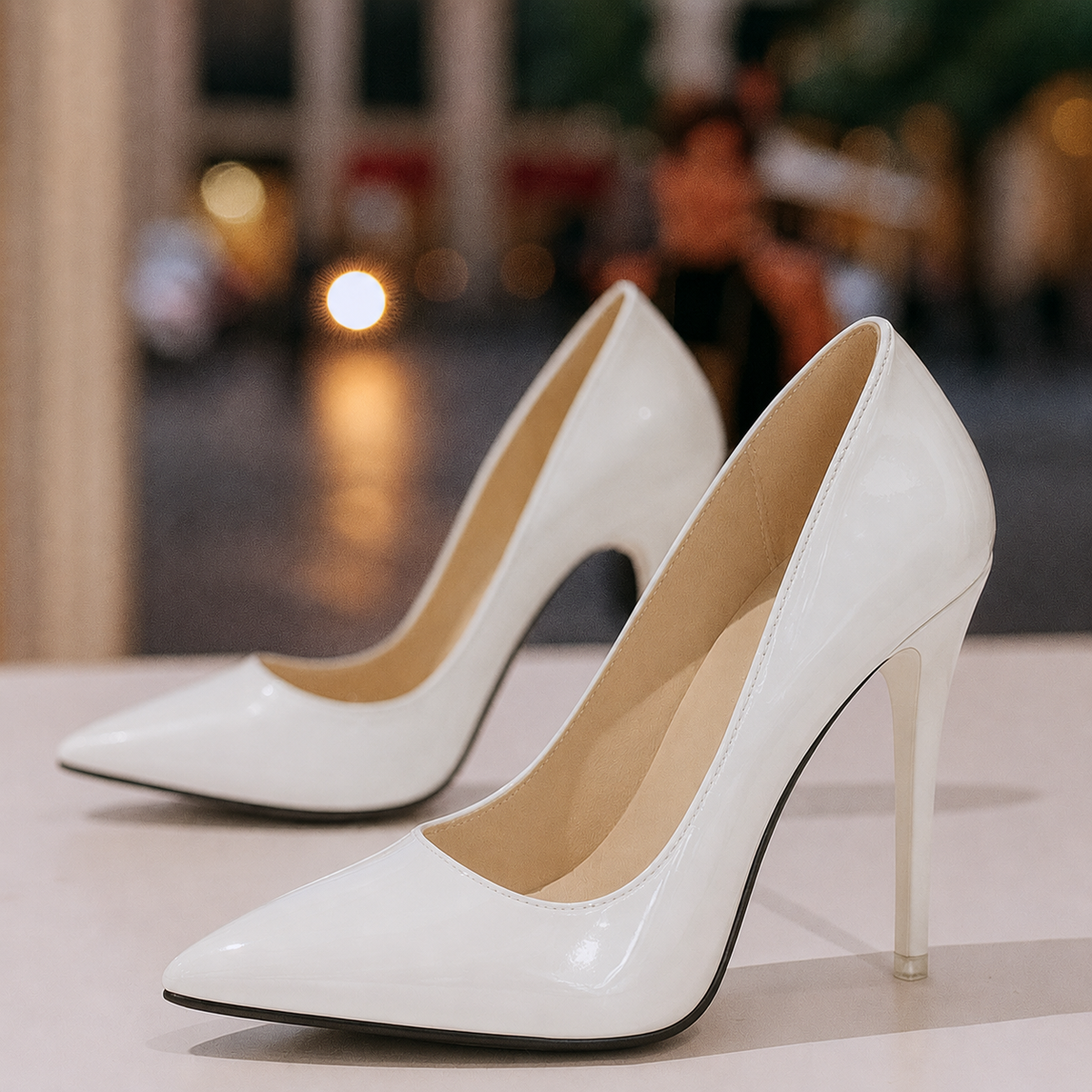 Patent-Look Pointed-Toe Stiletto Court Shoes for Women 9