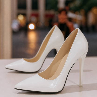 Patent-Look Pointed-Toe Stiletto Court Shoes for Women 9