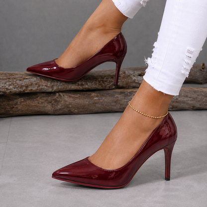 Patent-Look Pointed-Toe Stiletto Court Shoes for Women 11