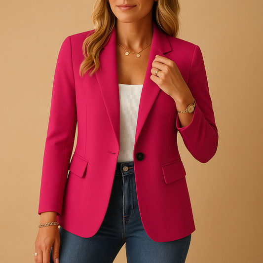 Classic Fitted Women's Blazer — Single Button & Flap Pockets 2