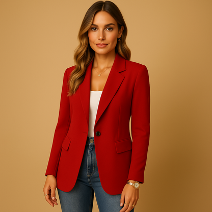 Classic Fitted Women's Blazer — Single Button & Flap Pockets 3