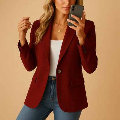 Classic Fitted Women's Blazer — Single Button & Flap Pockets 5