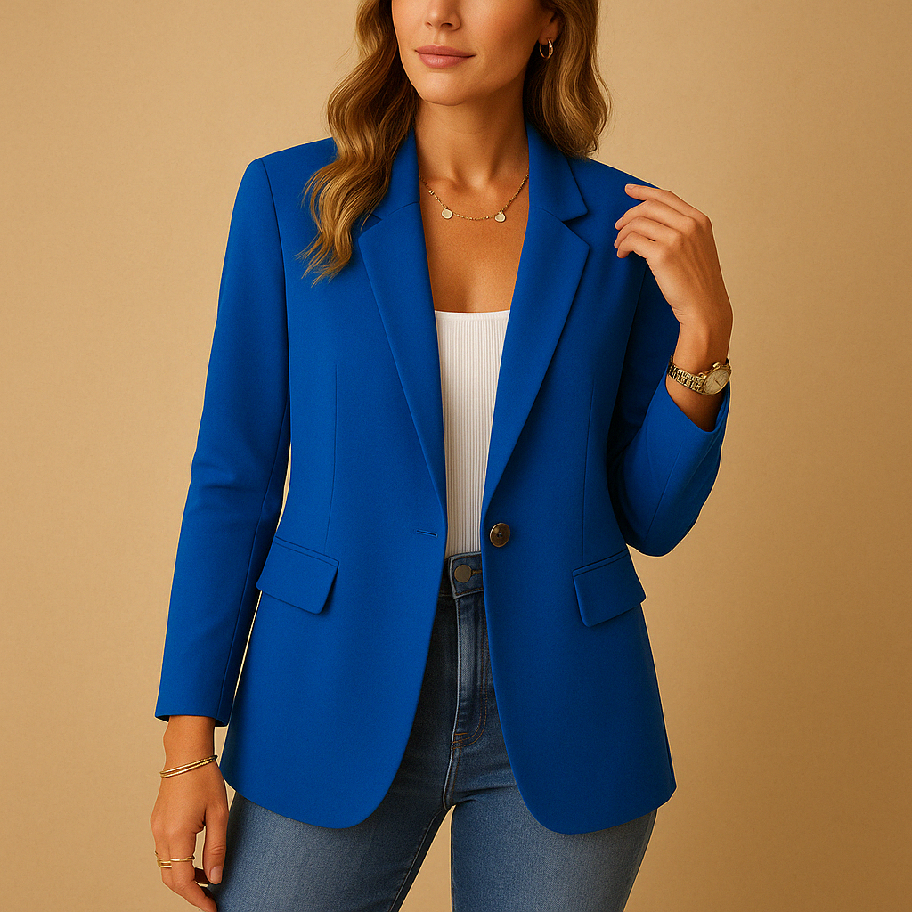 Classic Fitted Women's Blazer — Single Button & Flap Pockets 6