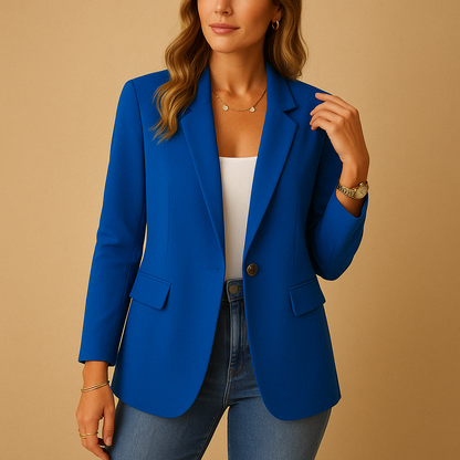 Classic Fitted Women's Blazer — Single Button & Flap Pockets 6