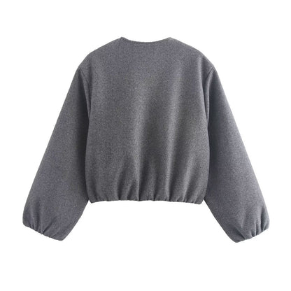 Cropped Bomber Jacket Women — Relaxed Fit Zip-Up Style 2