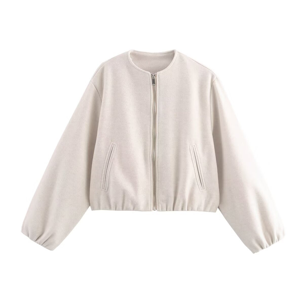 Cropped Bomber Jacket Women — Relaxed Fit Zip-Up Style 3