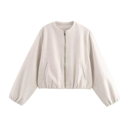 Cropped Bomber Jacket Women — Relaxed Fit Zip-Up Style 3