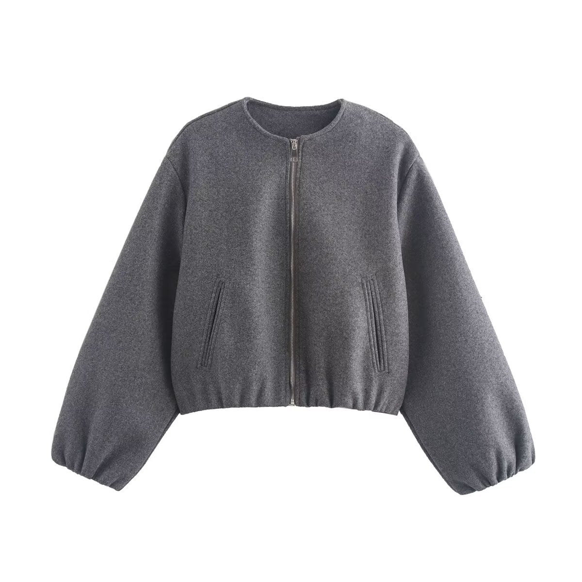 Cropped Bomber Jacket Women — Relaxed Fit Zip-Up Style 1