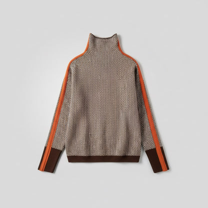 Elara Striped Turtleneck Sweater — Cozy High Collar Knit 2