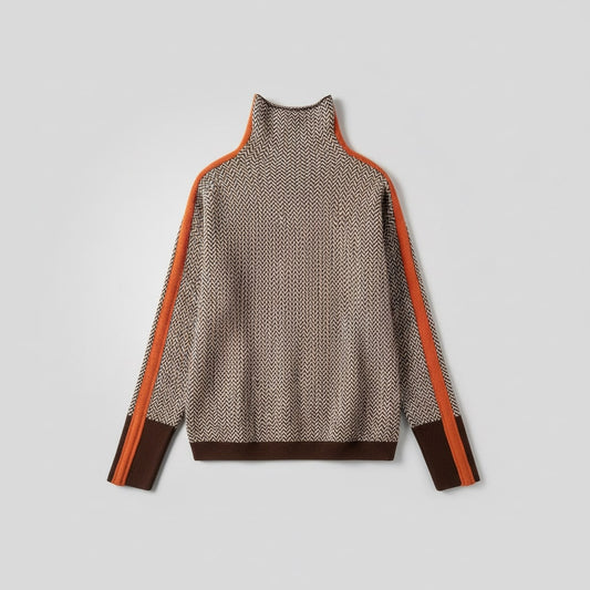 Elara Striped Turtleneck Sweater — Cozy High Collar Knit 2