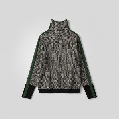 Elara Striped Turtleneck Sweater — Cozy High Collar Knit 4