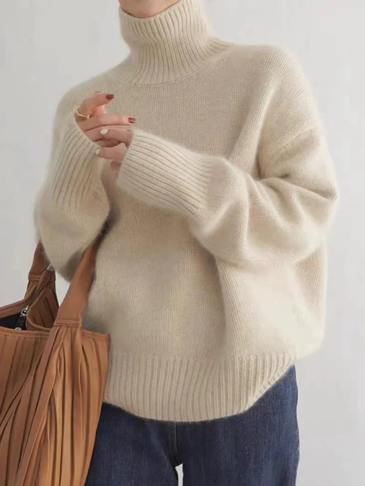 Women's Cashmere Turtleneck Sweater — Soft High Collar 1