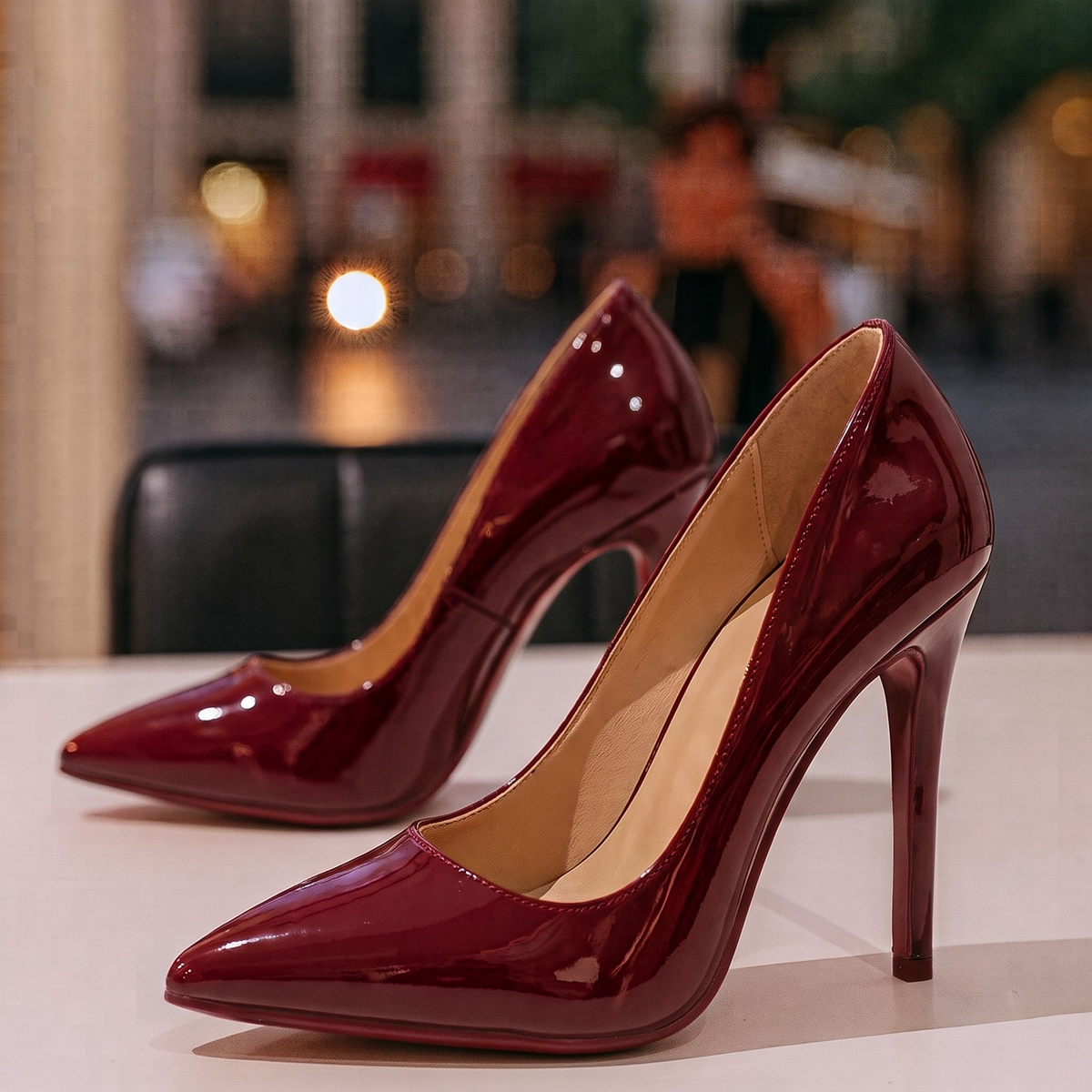 Patent-Look Pointed-Toe Stiletto Court Shoes for Women 12