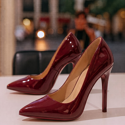 Patent-Look Pointed-Toe Stiletto Court Shoes for Women 12
