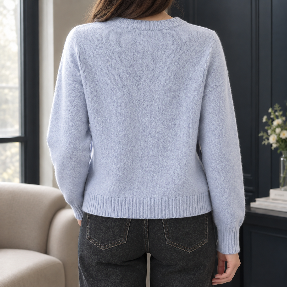 Heritage Argyle Cardigan — Round Neck & Cream Buttons 4
