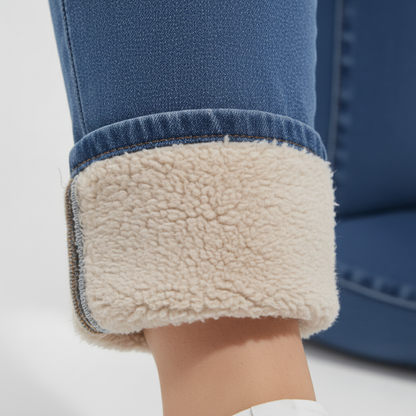 Fleece-Lined High Waist Skinny Jeans — Triple Button Closure 3