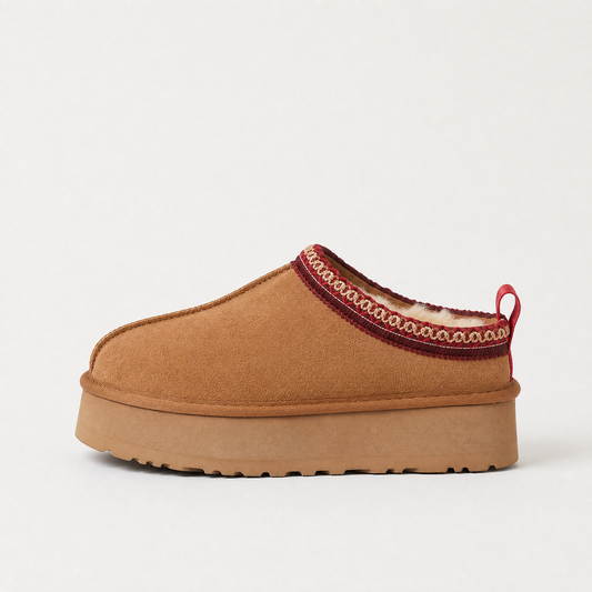 Women's Borg-Lined Platform Mule Slippers — Suede Slip-On 1