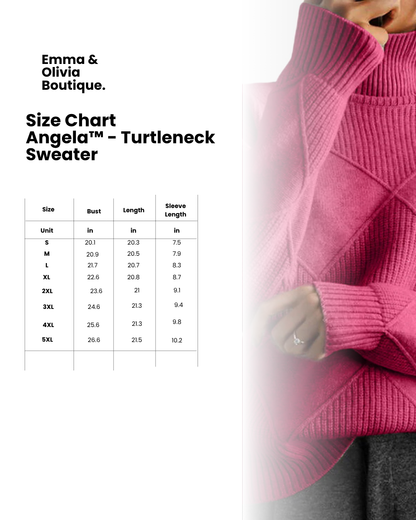 Women's Turtleneck Sweater — Soft Geometric Knit 7 Colours 18