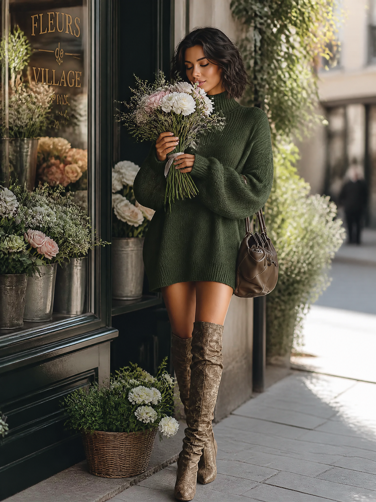 Vintage Knit Mini Dress — Long Sleeve Crew Neck Cozy Fit 5
