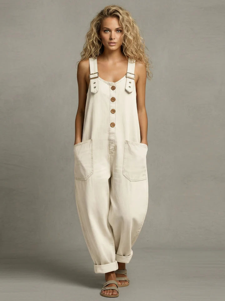 Women's Relaxed Button Jumpsuit with Pockets — S to 3XL 3