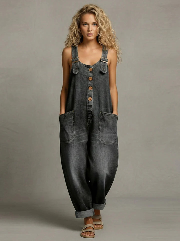 Women's Relaxed Button Jumpsuit with Pockets — S to 3XL 4