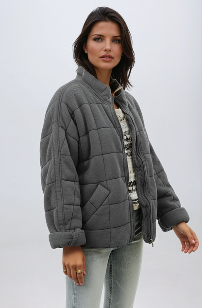 Women's Oversized Quilted Coat — Elegant Warm Puffer Jacket 1