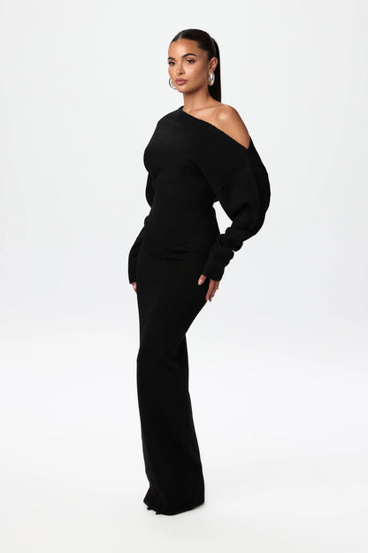 Sweater Maxi Dress Drop Shoulders — Lulu Viral Style 1