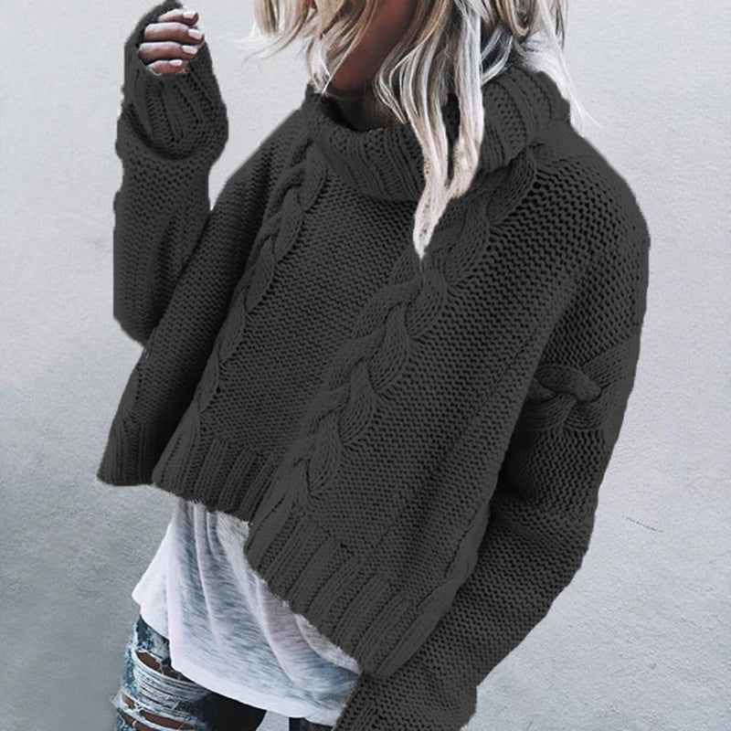 Chunky Cable Knit Roll Neck Jumper — Cropped Relaxed Fit 7