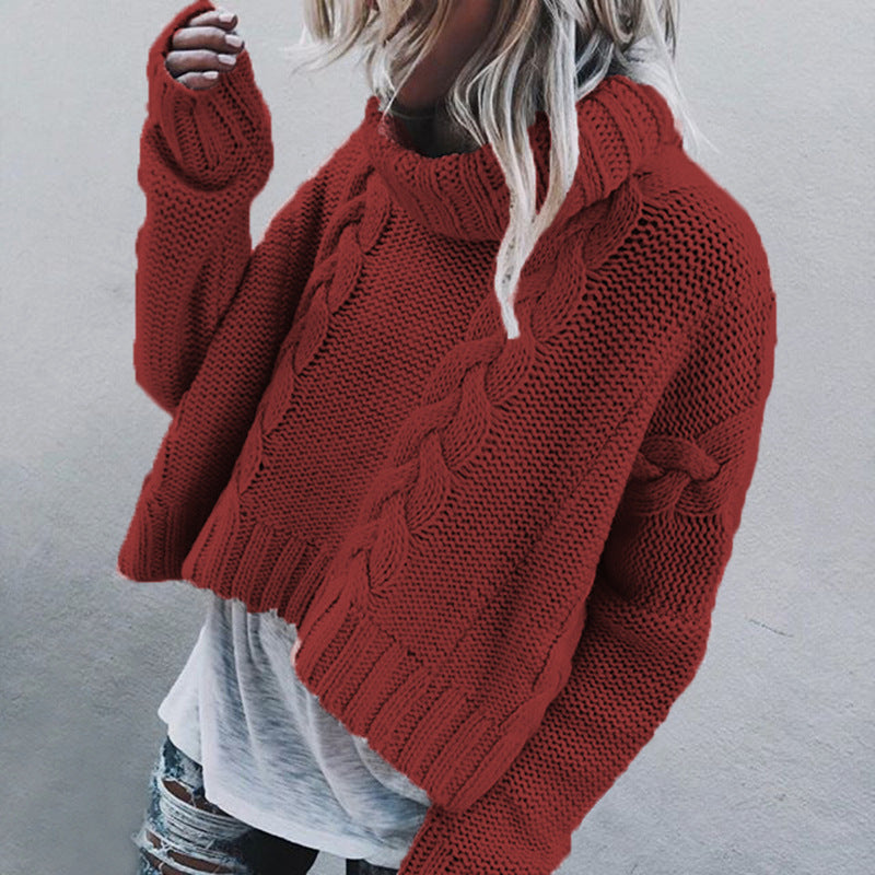 Chunky Cable Knit Roll Neck Jumper — Cropped Relaxed Fit 8